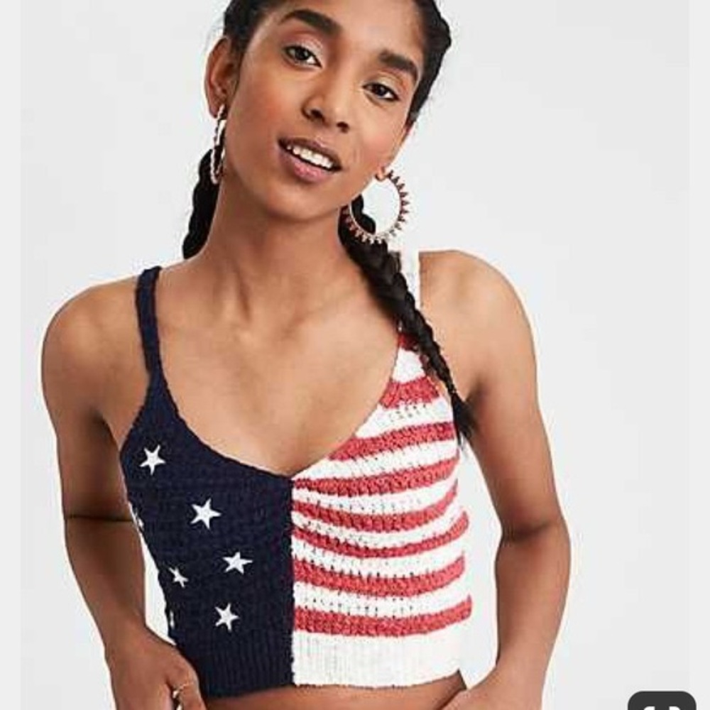 American Eagle USA Knit Crop Top